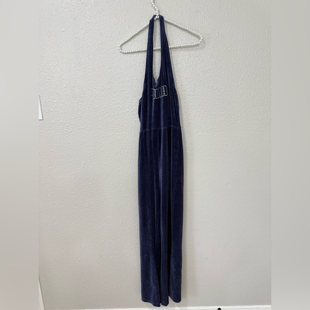 Puma Icons 2.0 Fashion Combinaison Bleu marine Jumpsuit Velur Size S - Picture 4 of 9